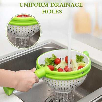 Folding Drainer Basket & Salad Spinner – Spin-Dry Fruits and Vegetables