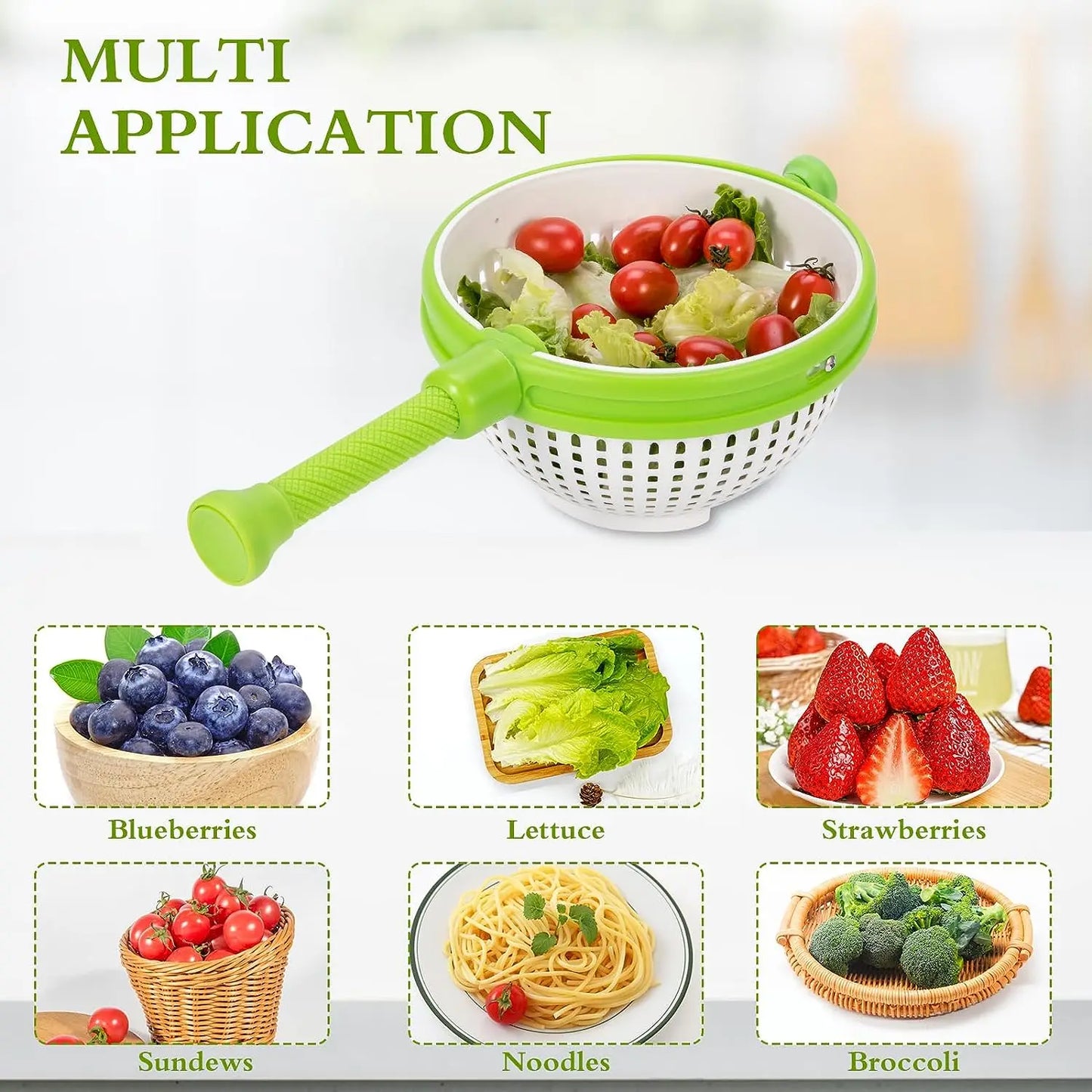 Folding Drainer Basket & Salad Spinner – Spin-Dry Fruits and Vegetables