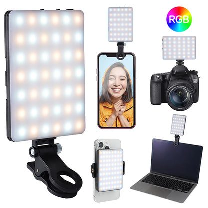 Mini RGB LED Fill Light Clip – Compact Lighting for Vlogs, Selfies & Videos