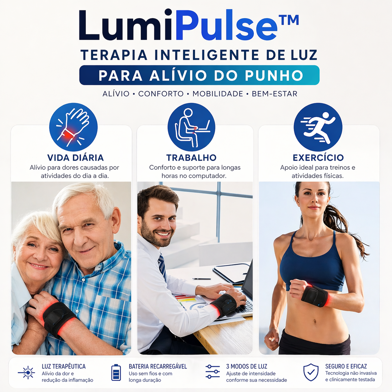 LumiPulse™ – Terapia Inteligente de Luz para Alívio do Punho