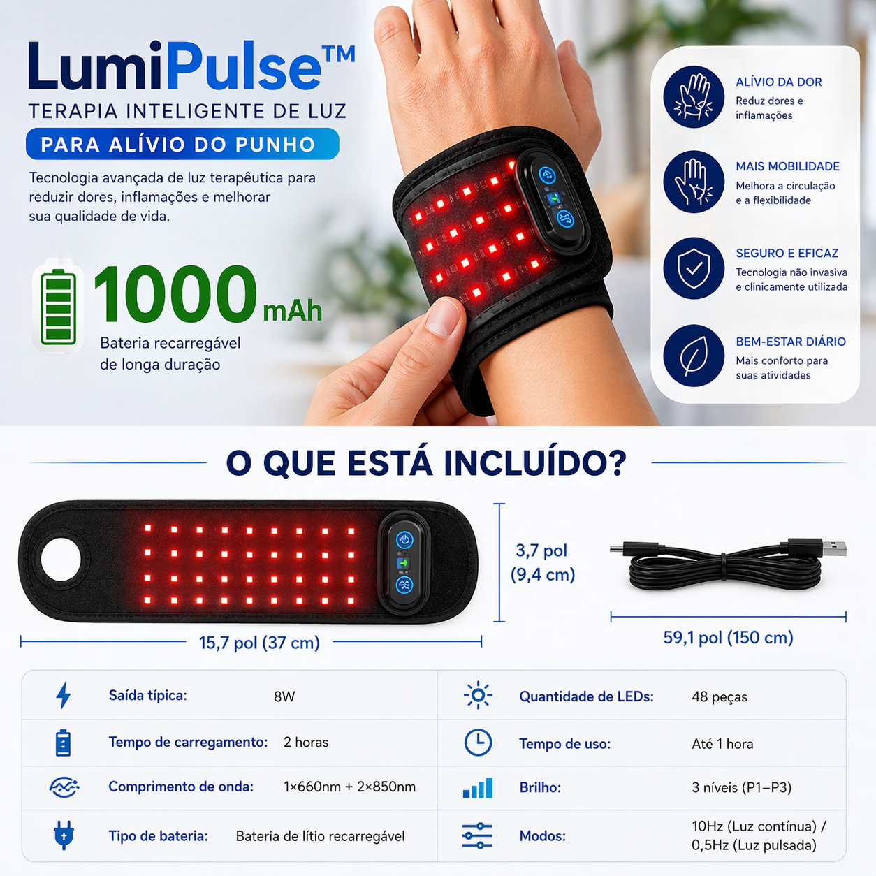 LumiPulse™ – Terapia Inteligente de Luz para Alívio do Punho