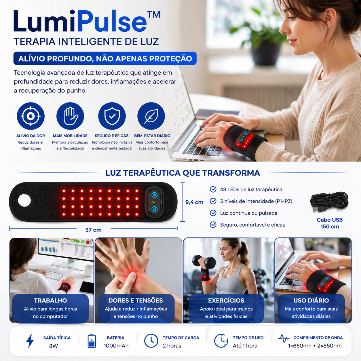 LumiPulse™ – Terapia Inteligente de Luz para Alívio do Punho